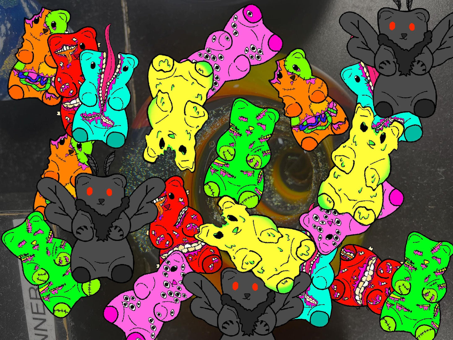 gory bears mystery sticker pack